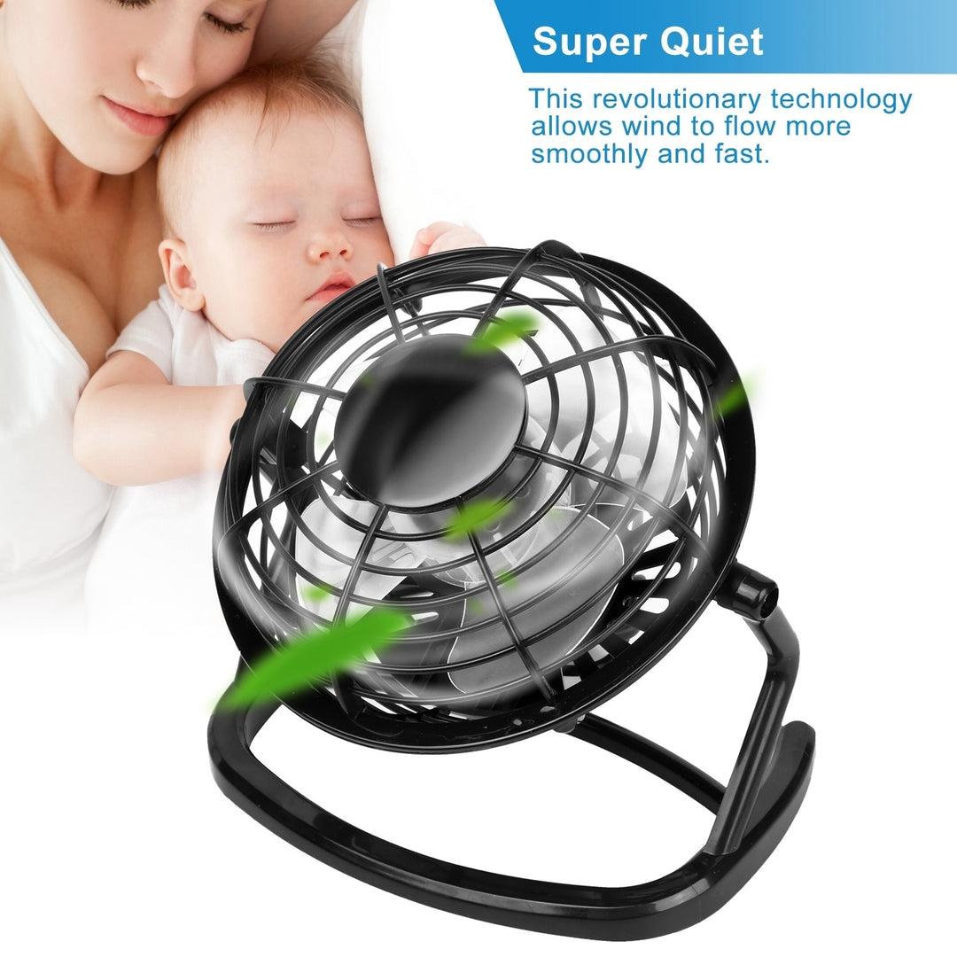 USB Fan 360 Degree Rotation Quiet Portable Desk Cooling Fan Mini Air Circulator Image 3