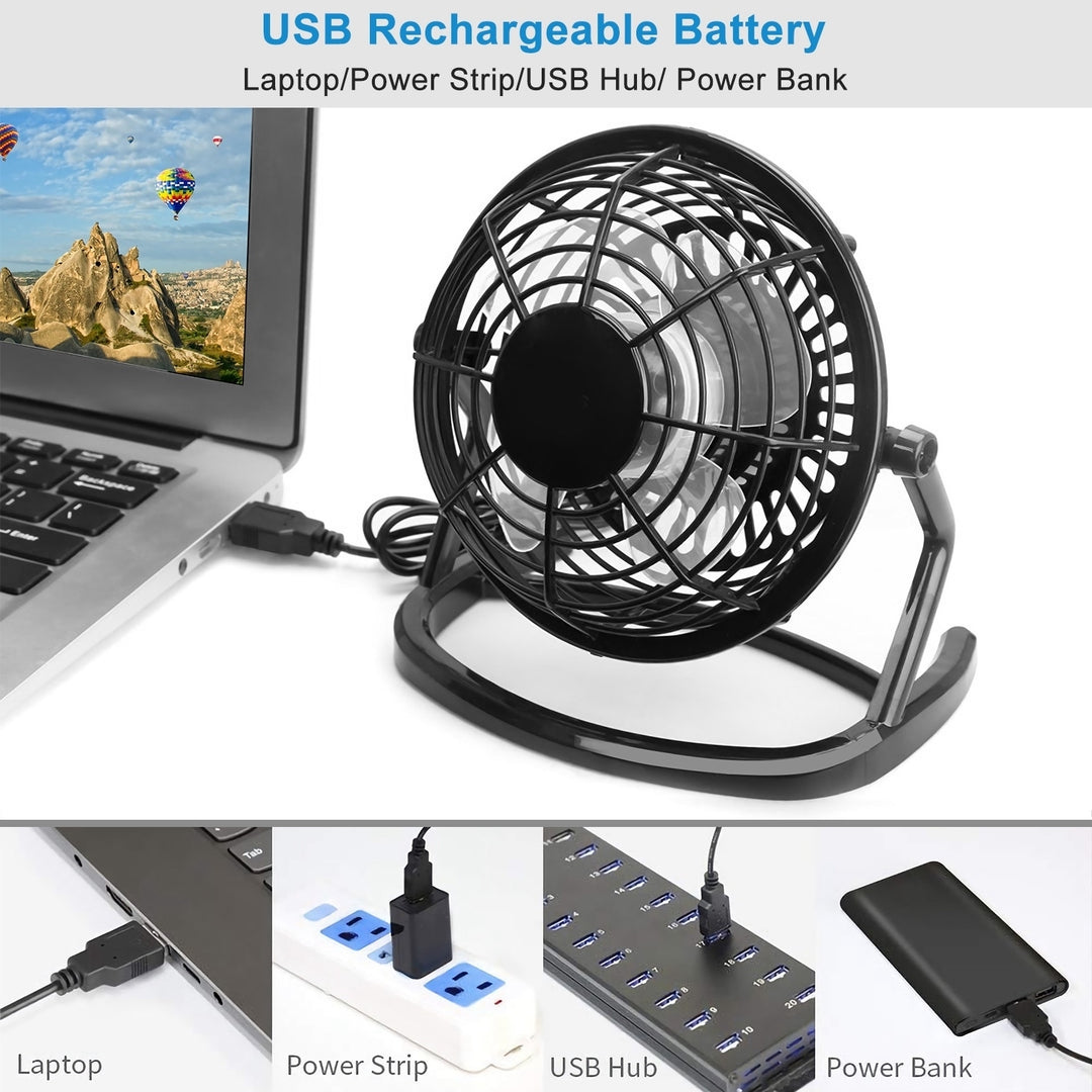 USB Fan 360 Degree Rotation Quiet Portable Desk Cooling Fan Mini Air Circulator Image 6