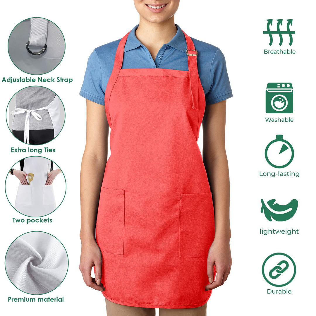 Multi-pack Unisex Deluxe Adjustable Bib Apron With Pockets Image 5