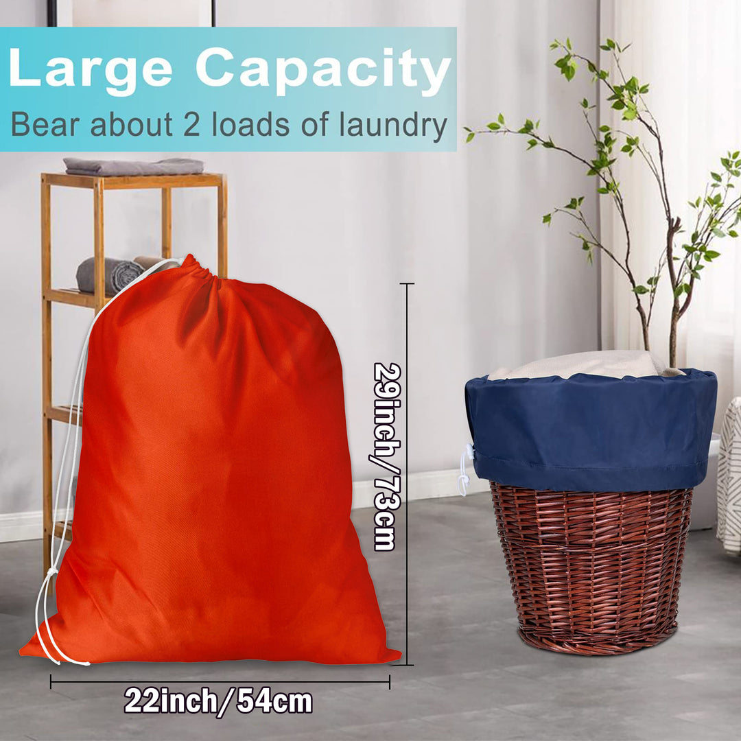 2-Pack Heavy Duty Nylon Laundry Bag Drawstring Closure 22x29 Inches Portable Image 5