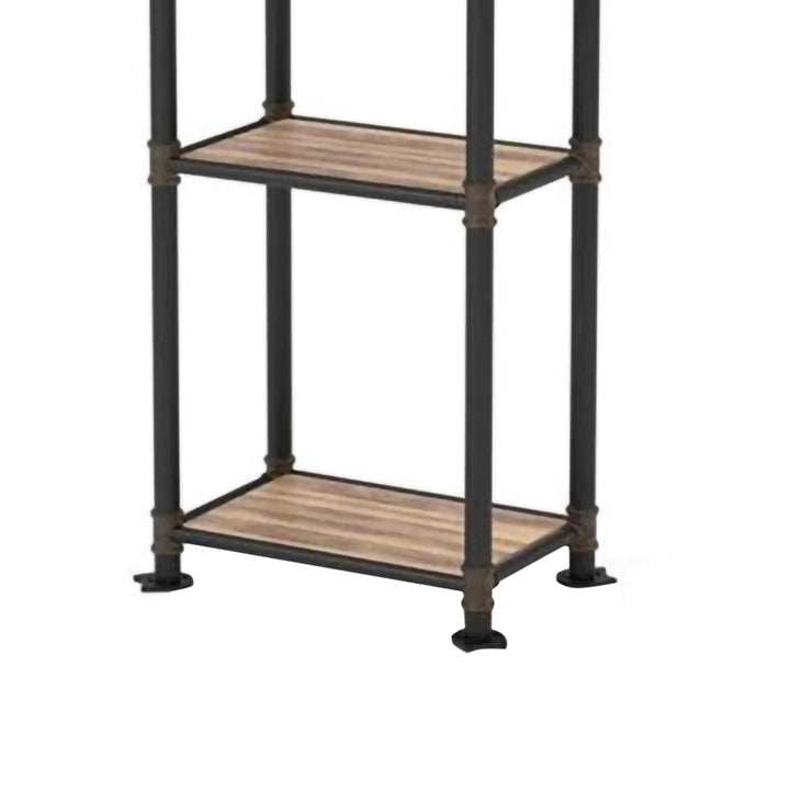 Industrial Style Pier Cabinet with Metal Pipe Design Frame, Antique Black- Saltoro Sherpi Image 4