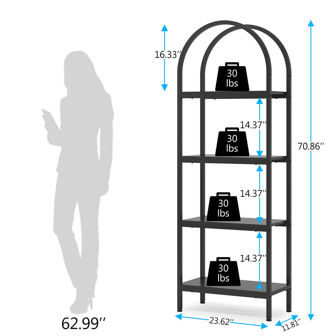 Tribesigns 4-Tier Industrial Wood Bookshelf 70.8" Metal Frame Storage Shelves Image 7