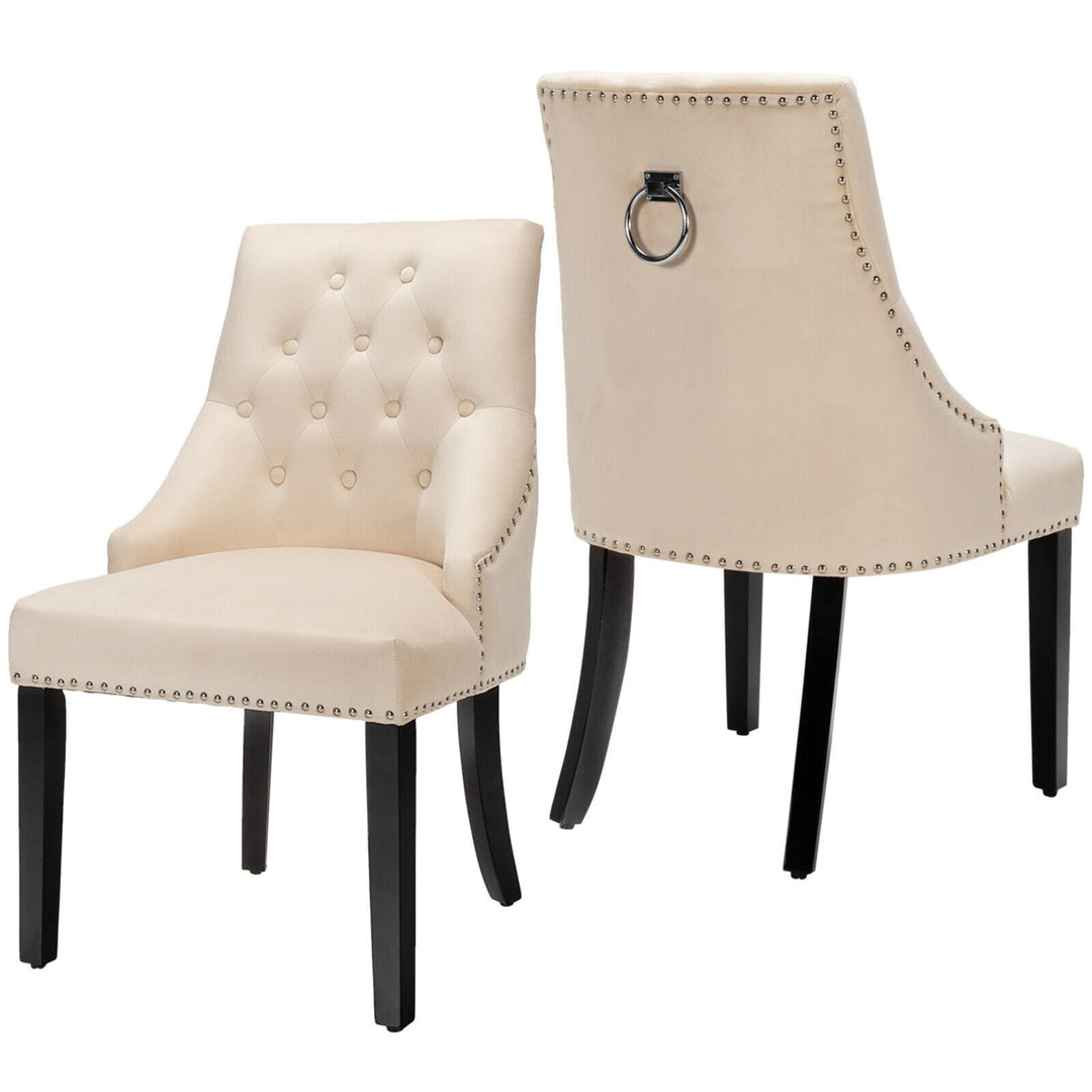 Set of 2 Button-Tufted Dining Chair Upholstered Armless Side Chair Image 1