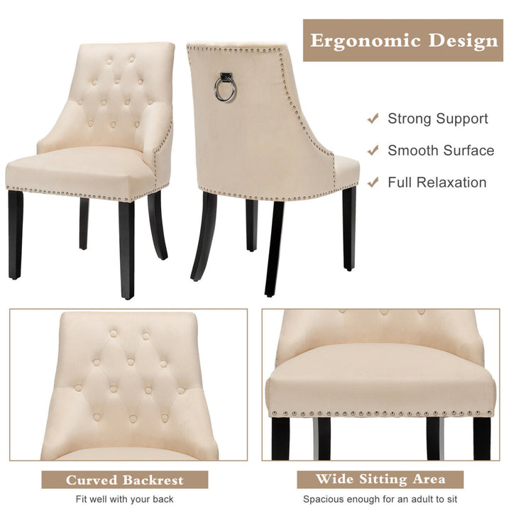 Set of 2 Button-Tufted Dining Chair Upholstered Armless Side Chair Image 2