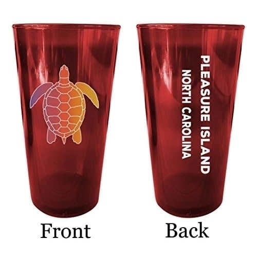 Playa San Diego El Salvador Souvenir 16 oz Red Plastic Pint Glass 4-Pack Image 1