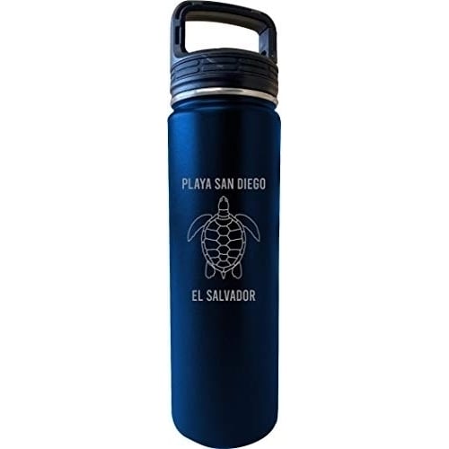 Playa San Diego El Salvador Souvenir 32 Oz Engraved Navy Insulated Double Wall Stainless Steel Water Bottle Tumbler Image 1