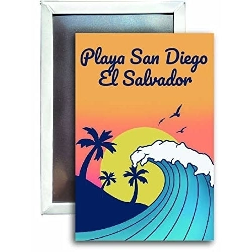 Playa San Diego El Salvador Souvenir 2x3 Fridge Magnet Wave Design Image 1