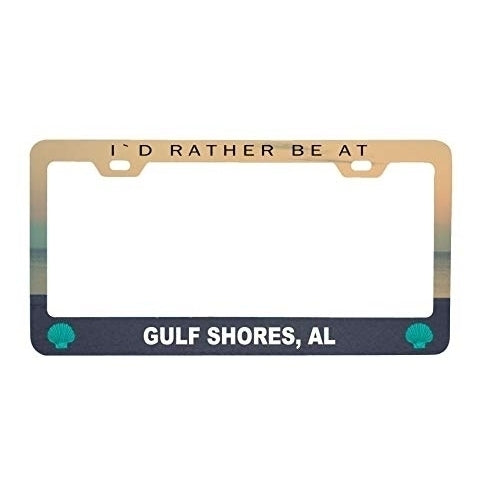 R and R Imports Gulf Shores Alabama Sea Shell Design Souvenir Metal License Plate Frame Image 1