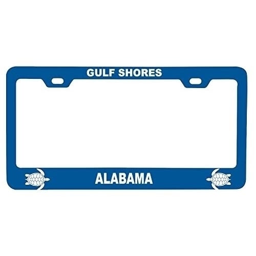 R and R Imports Gulf Shores Alabama Turtle Design Souvenir Metal License Plate Frame Image 1