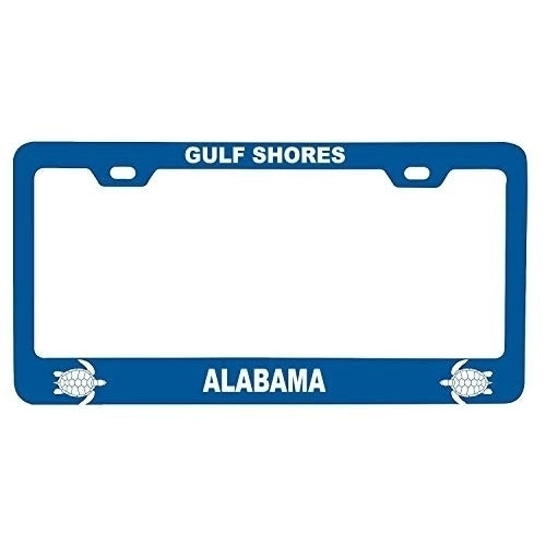 R and R Imports Gulf Shores Alabama Turtle Design Souvenir Metal License Plate Frame Image 1
