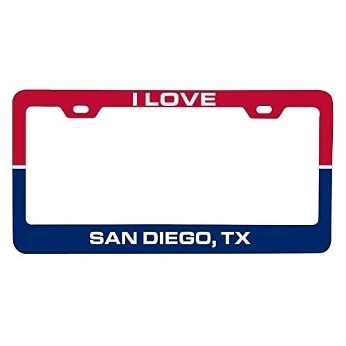 R and R Imports I Love San Diego Texas Car Metal License Plate Frame Image 1