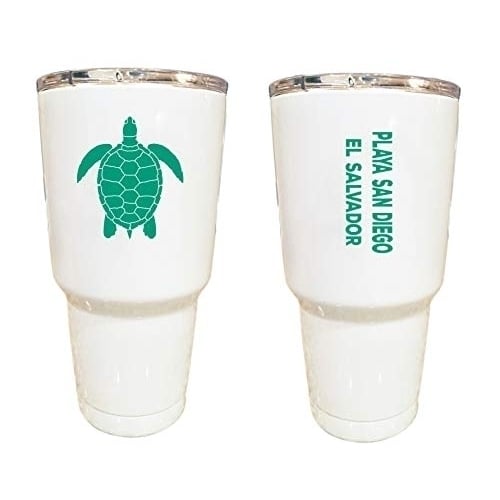 Playa San Diego El Salvador Souvenir 24 oz Insulated Stainless Steel Tumbler White White. Image 1