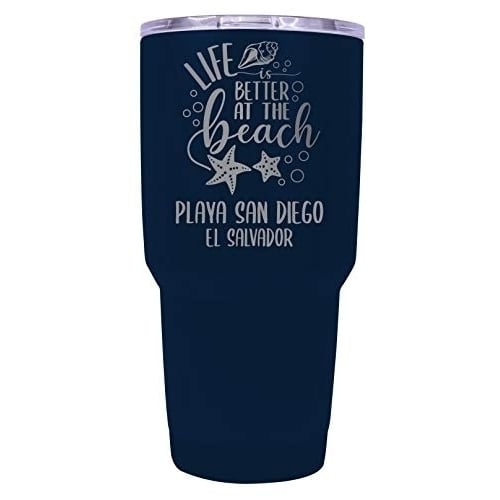 Playa San Diego El Salvador Souvenir Laser Engraved 24 Oz Insulated Stainless Steel Tumbler Navy. Image 1