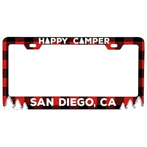 san Diego California Car Metal License Plate Frame Plaid Design Image 1