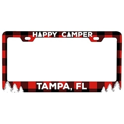 Tampa Florida Car Metal License Plate Frame Plaid Design Image 1