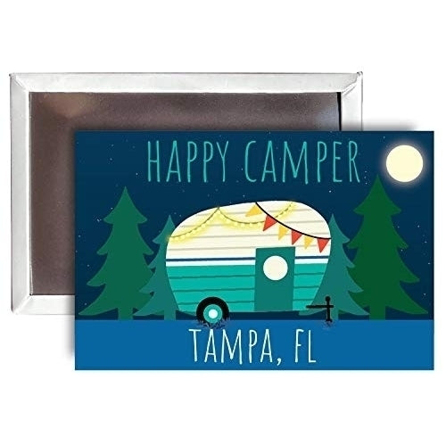 Tampa Florida Souvenir 2x3-Inch Fridge Magnet Happy Camper Design Image 1