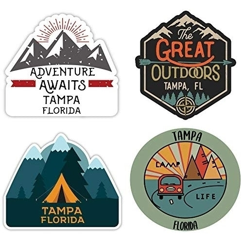 Tampa Florida Souvenir 4-Inch Each Fridge Magnet 4-Pack Image 1