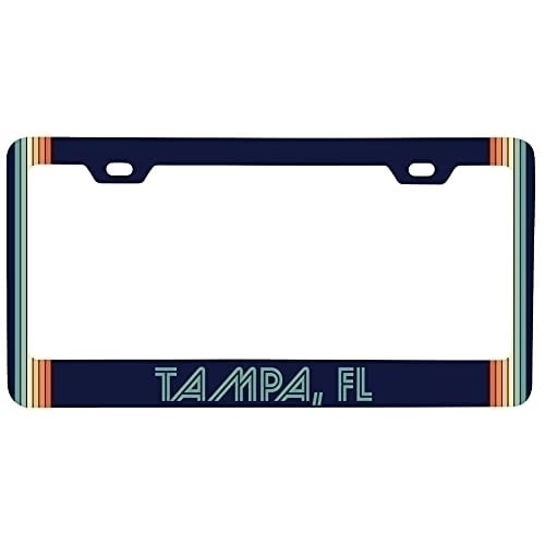 Tampa Florida Car Metal License Plate Frame Retro Design Image 1