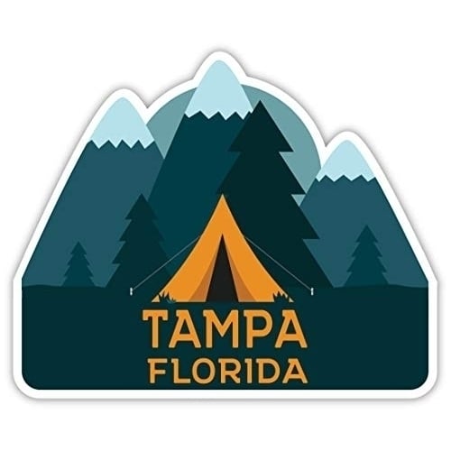 Tampa Florida Souvenir 4-Inch Fridge Magnet Camping Tent Design Image 1