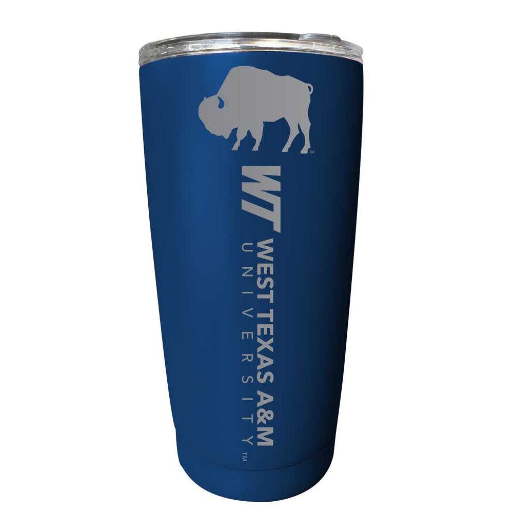 West Texas A&M Buffaloes Etched 16 oz Stainless Steel Tumbler (Choose Your Color) Image 1