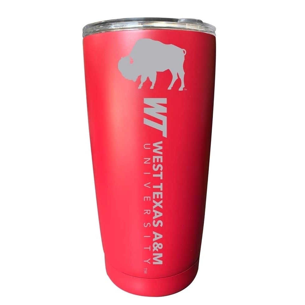 West Texas A&M Buffaloes Etched 16 oz Stainless Steel Tumbler (Choose Your Color) Image 2