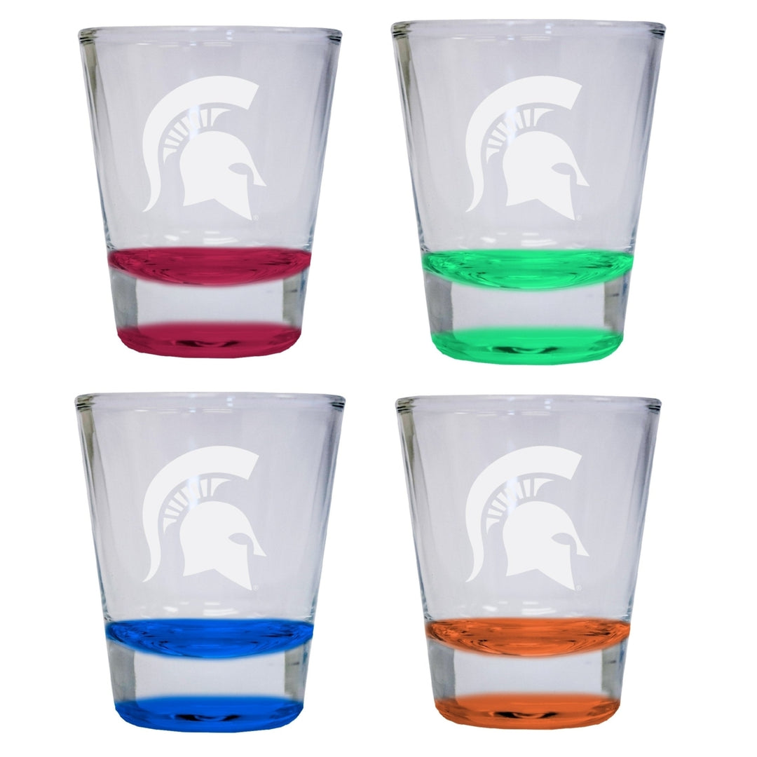 4-Pack Michigan State Spartans Etched Round Shot Glass 2 oz Image 1