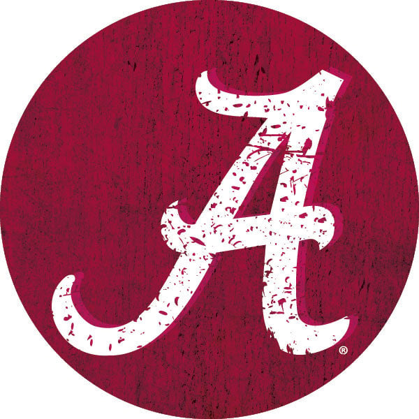 Alabama Crimson Tide Distressed Wood Grain Design 4-Inch Round Shape NCAA High-Definition Magnet - Versatile Metallic Image 1