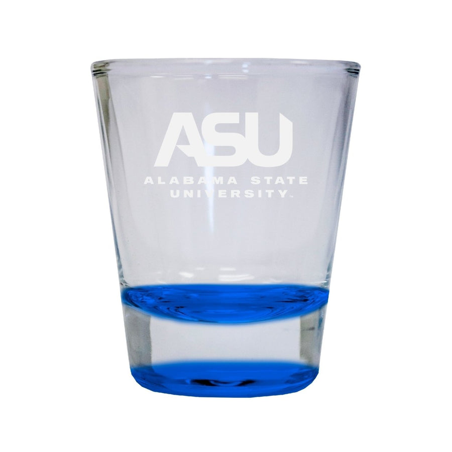 NCAA Alabama State University Collectors 2oz Laser-Engraved Spirit Shot Glass Blue Image 1