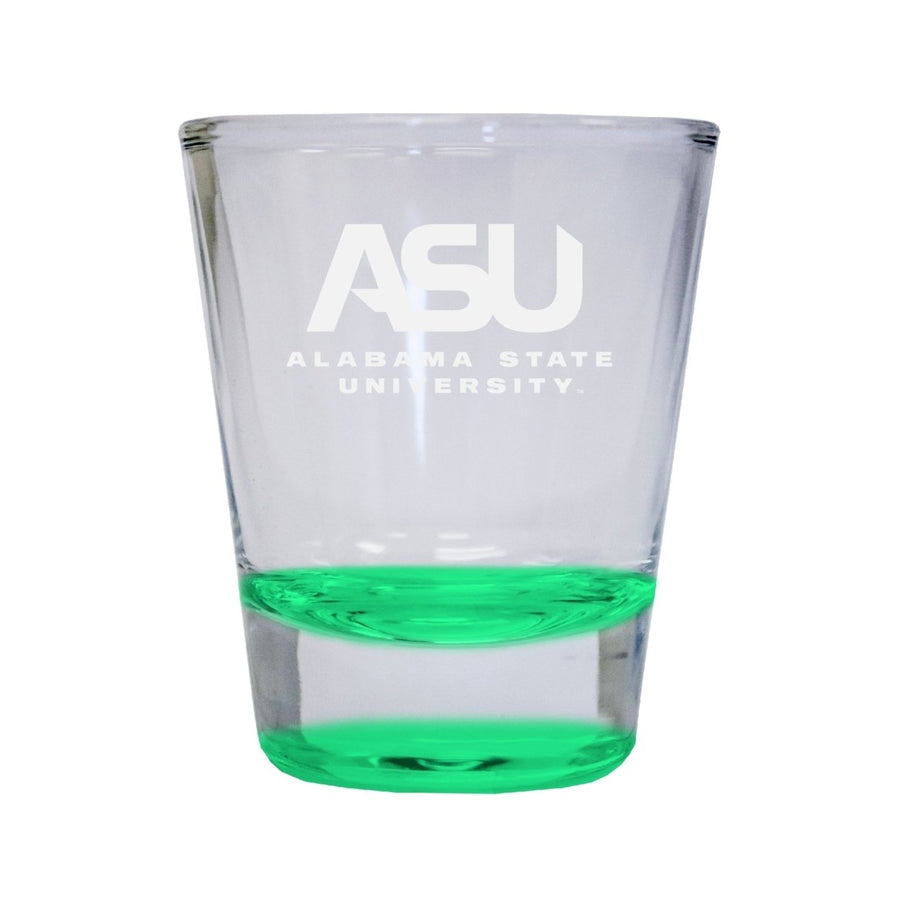 NCAA Alabama State University Collectors 2oz Laser-Engraved Spirit Shot Glass Green Image 1