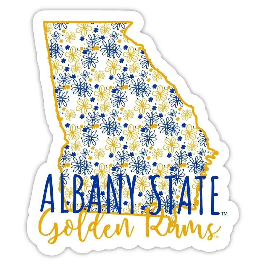 Albany State University 2-Inch on one of its sides Floral Design NCAA Floral Love Vinyl Sticker - Blossoming School Image 1