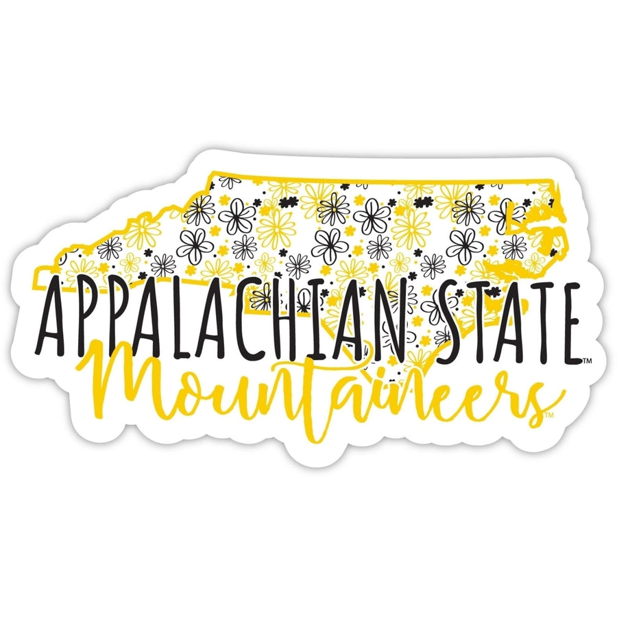 Appalachian State 2-Inch on one of its sides Floral Design NCAA Floral Love Vinyl Sticker - Blossoming School Spirit Image 1