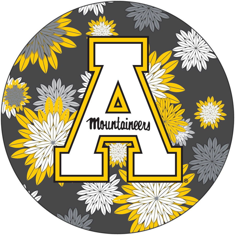 Appalachian State Floral Design 4-Inch Round Shape NCAA High-Definition Magnet - Versatile Metallic Surface Adornment Image 1