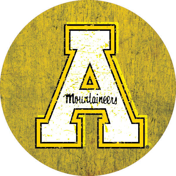 Appalachian State Distressed Wood Grain Design 4-Inch Round Shape NCAA High-Definition Magnet - Versatile Metallic Image 1