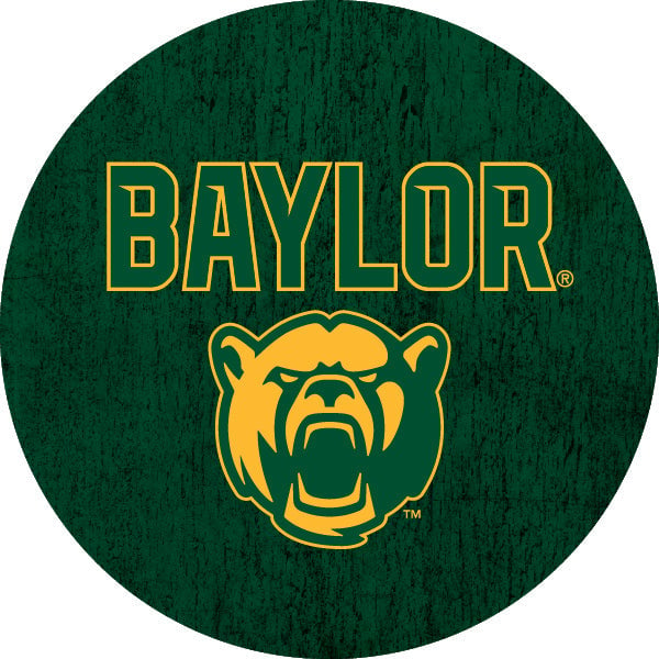 Baylor Bears Distressed Wood Grain Design 4-Inch Round Shape NCAA High-Definition Magnet - Versatile Metallic Surface Image 1