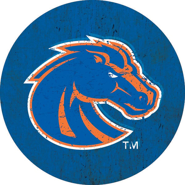 Boise State Broncos Distressed Wood Grain Design 4-Inch Round Shape NCAA High-Definition Magnet - Versatile Metallic Image 1