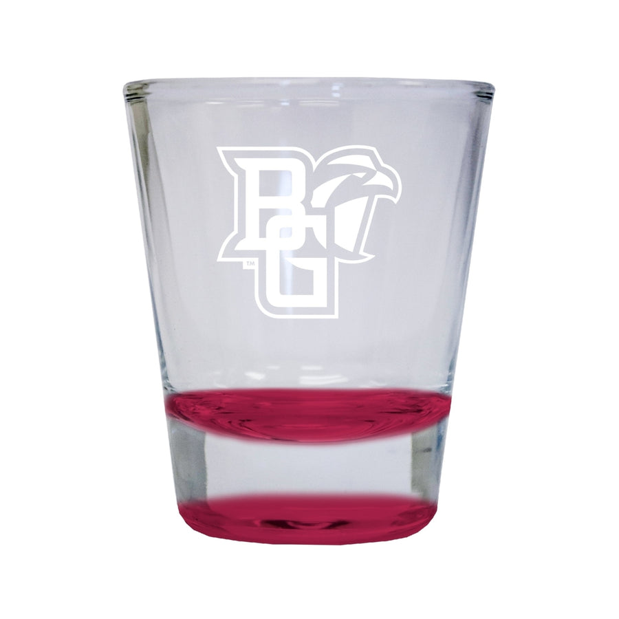 Bowling Green Falcons Etched Round Shot Glass 2 oz Red Image 1