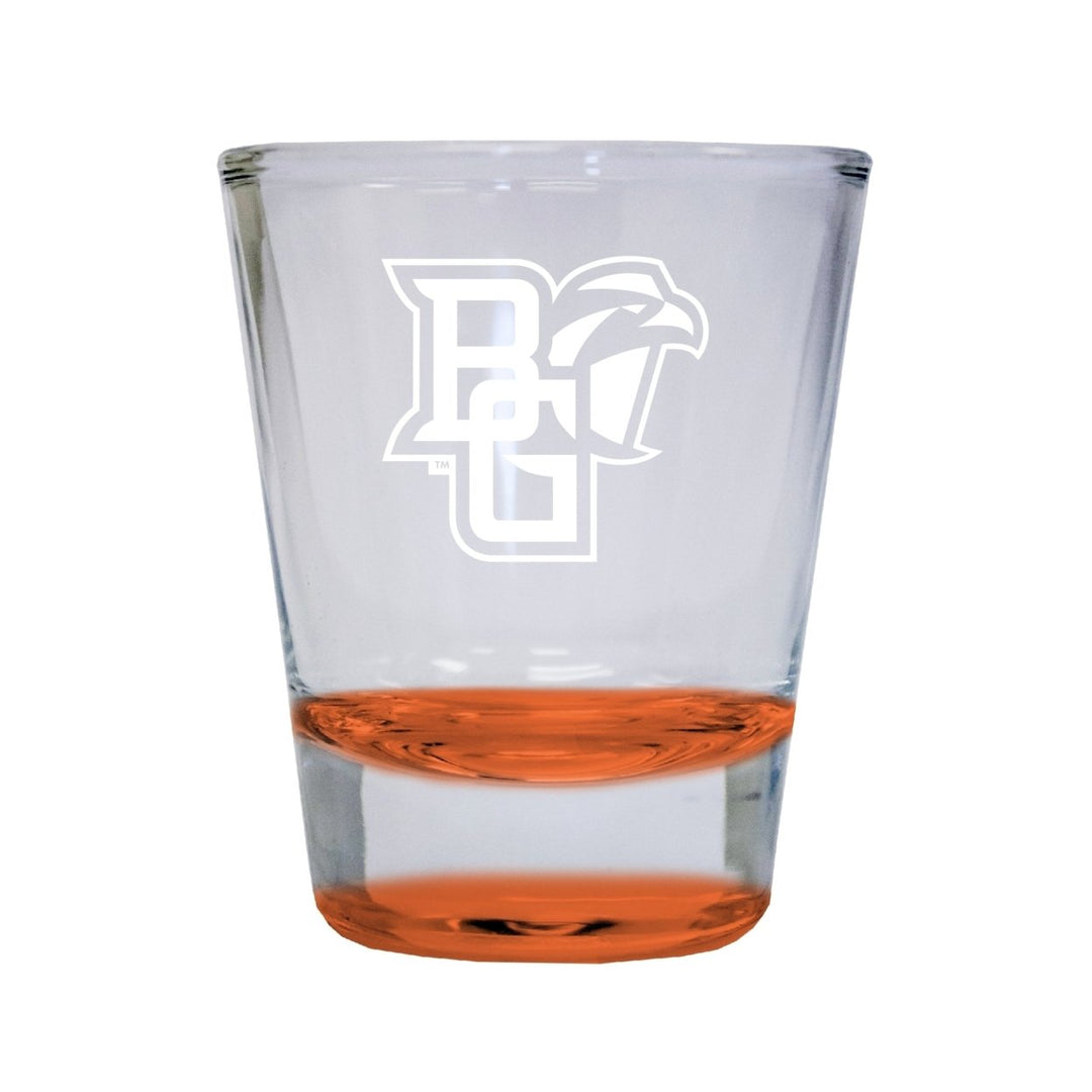 Bowling Green Falcons Etched Round Shot Glass 2 oz Orange Image 1