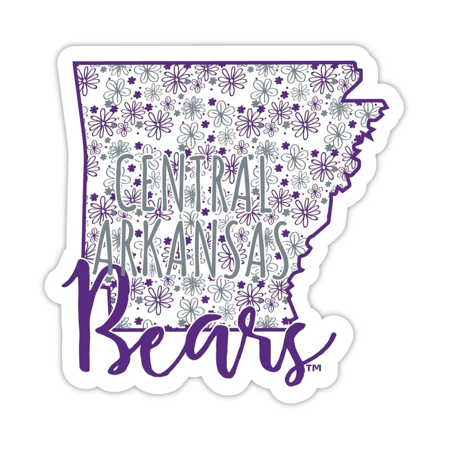 Central Arkansas Bears Floral State Die Cut Decal 2-Inch Image 1