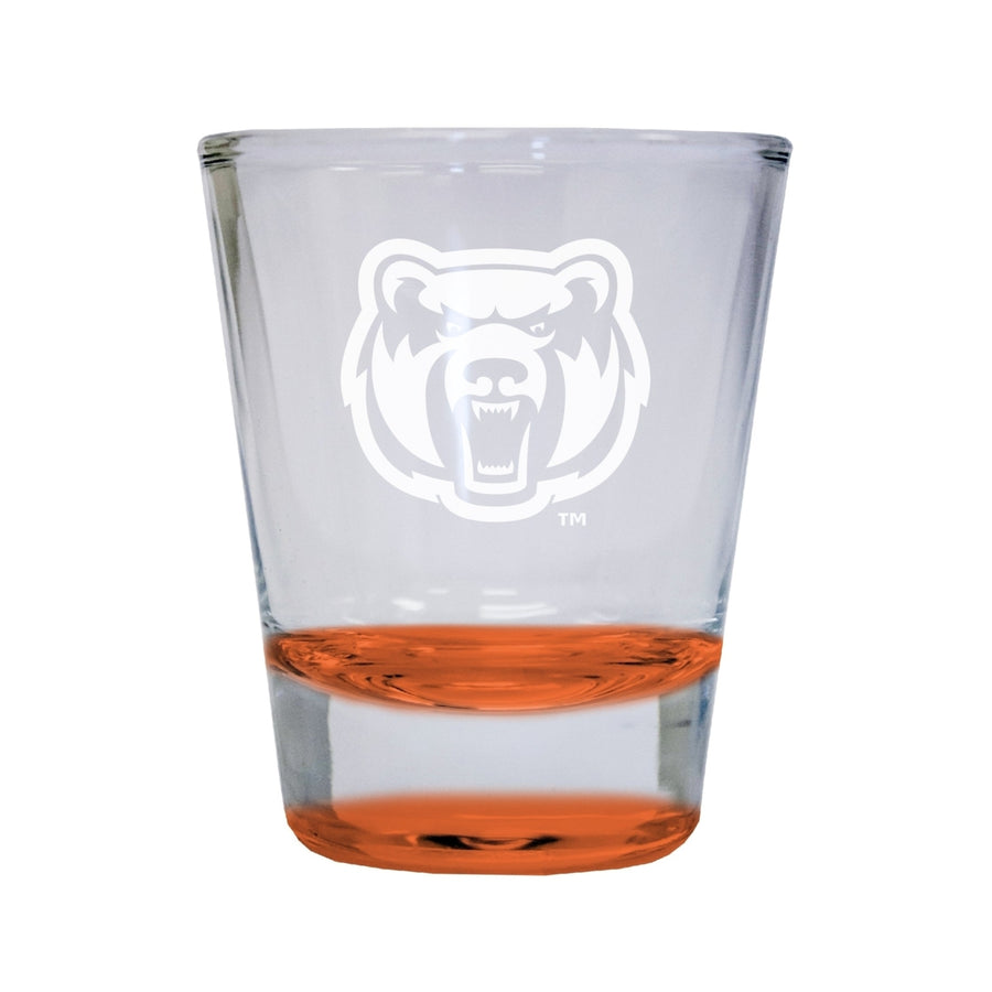 Central Arkansas Bears Etched Round Shot Glass 2 oz Orange Image 1