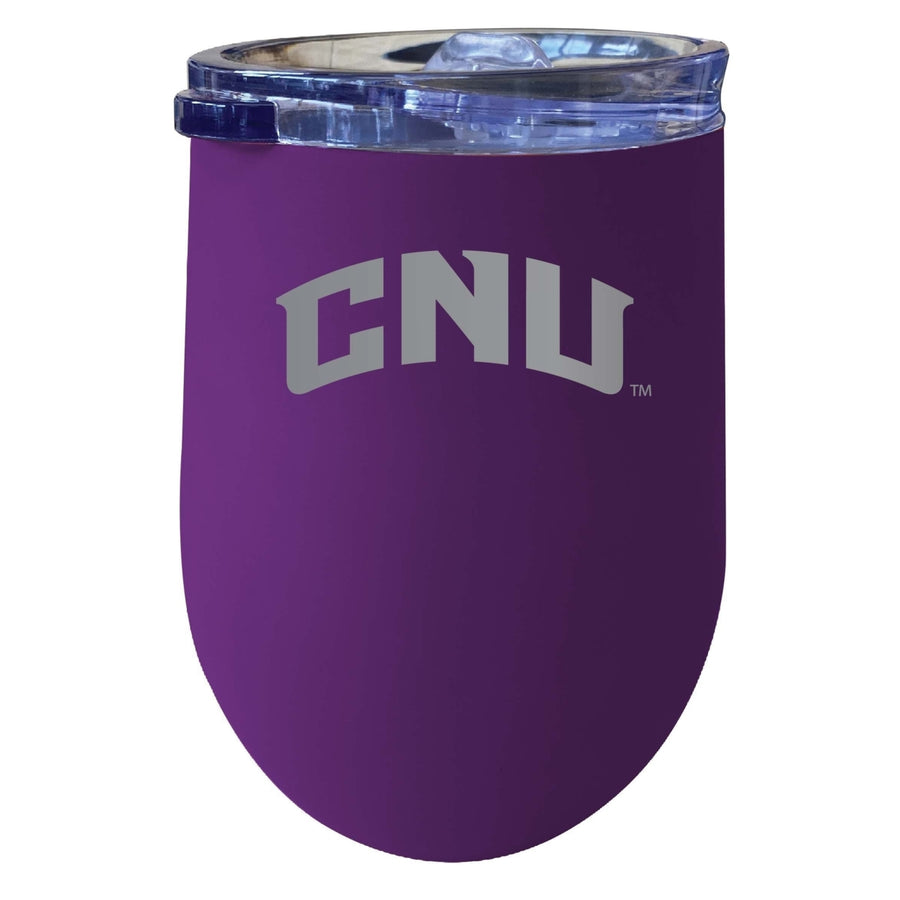 Christopher Newport Captains 12 oz Etched Insulated Wine Stainless Steel Tumbler Purple Image 1