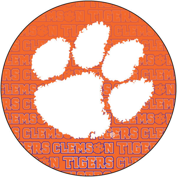 Clemson Tigers Round Word Design 4-Inch Round Shape NCAA High-Definition Magnet - Versatile Metallic Surface Adornment Image 1