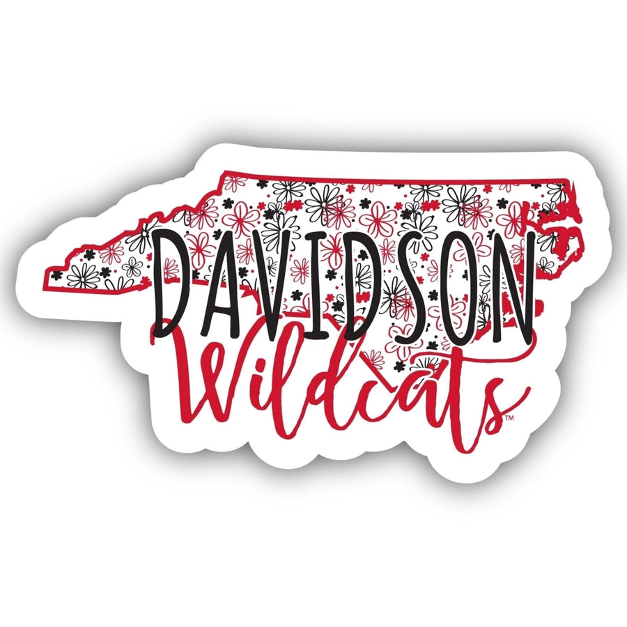 Davidson College 2-Inch on one of its sides Floral Design NCAA Floral Love Vinyl Sticker - Blossoming School Spirit Image 1