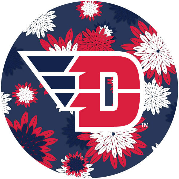 Dayton Flyers Floral Design 4-Inch Round Shape NCAA High-Definition Magnet - Versatile Metallic Surface Adornment Image 1