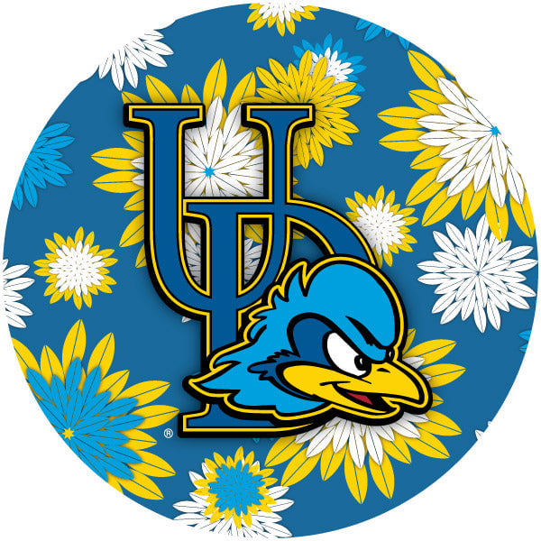 Delaware Blue Hens Floral Design 4-Inch Round Shape NCAA High-Definition Magnet - Versatile Metallic Surface Adornment Image 1