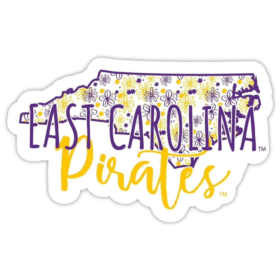 East Carolina Pirates 2-Inch on one of its sides Floral Design NCAA Floral Love Vinyl Sticker - Blossoming School Spirit Image 1