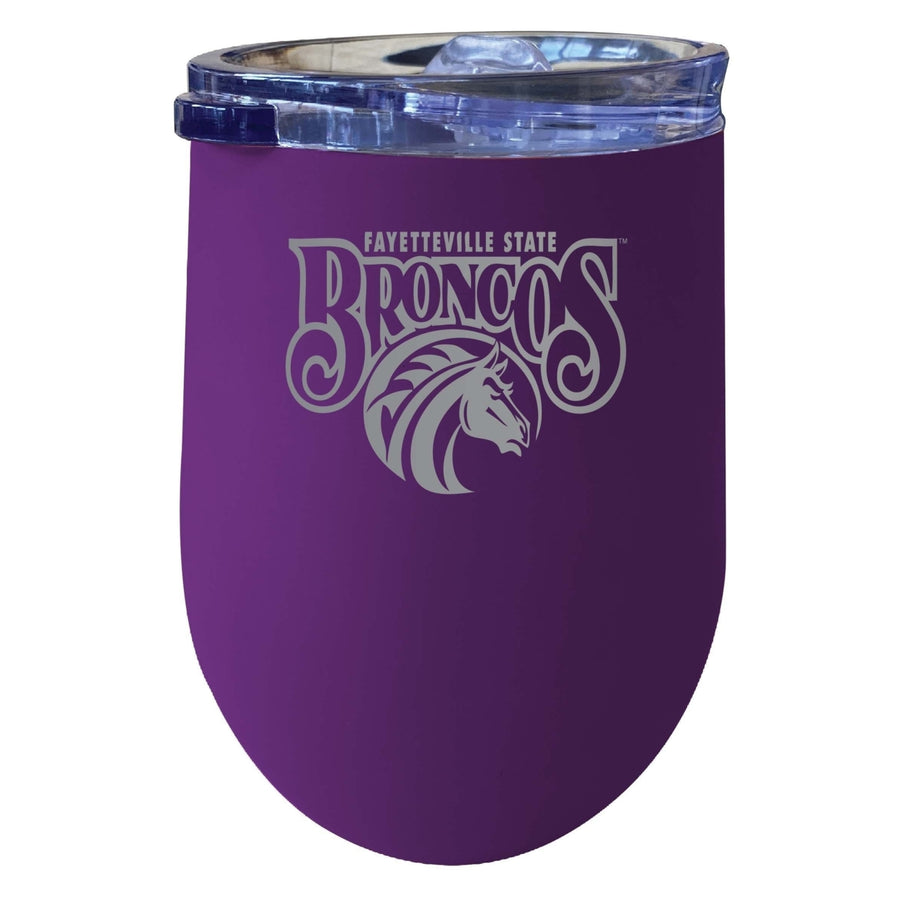 Fayetteville State University 12 oz Etched Insulated Wine Stainless Steel Tumbler Purple Image 1