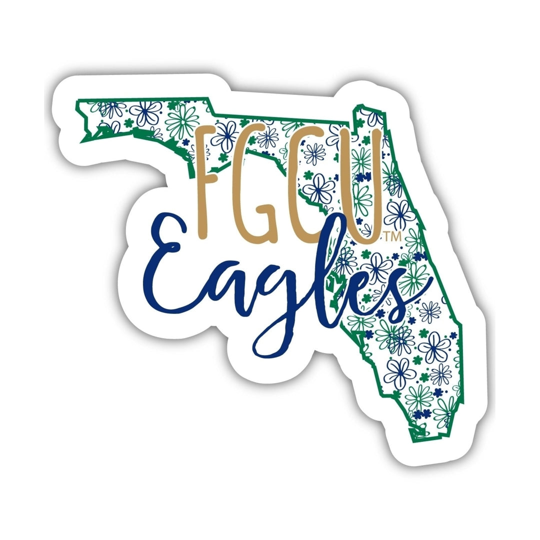 Florida Gulf Coast Eagles 2-Inch on one of its sides Floral Design NCAA Floral Love Vinyl Sticker - Blossoming School Image 1