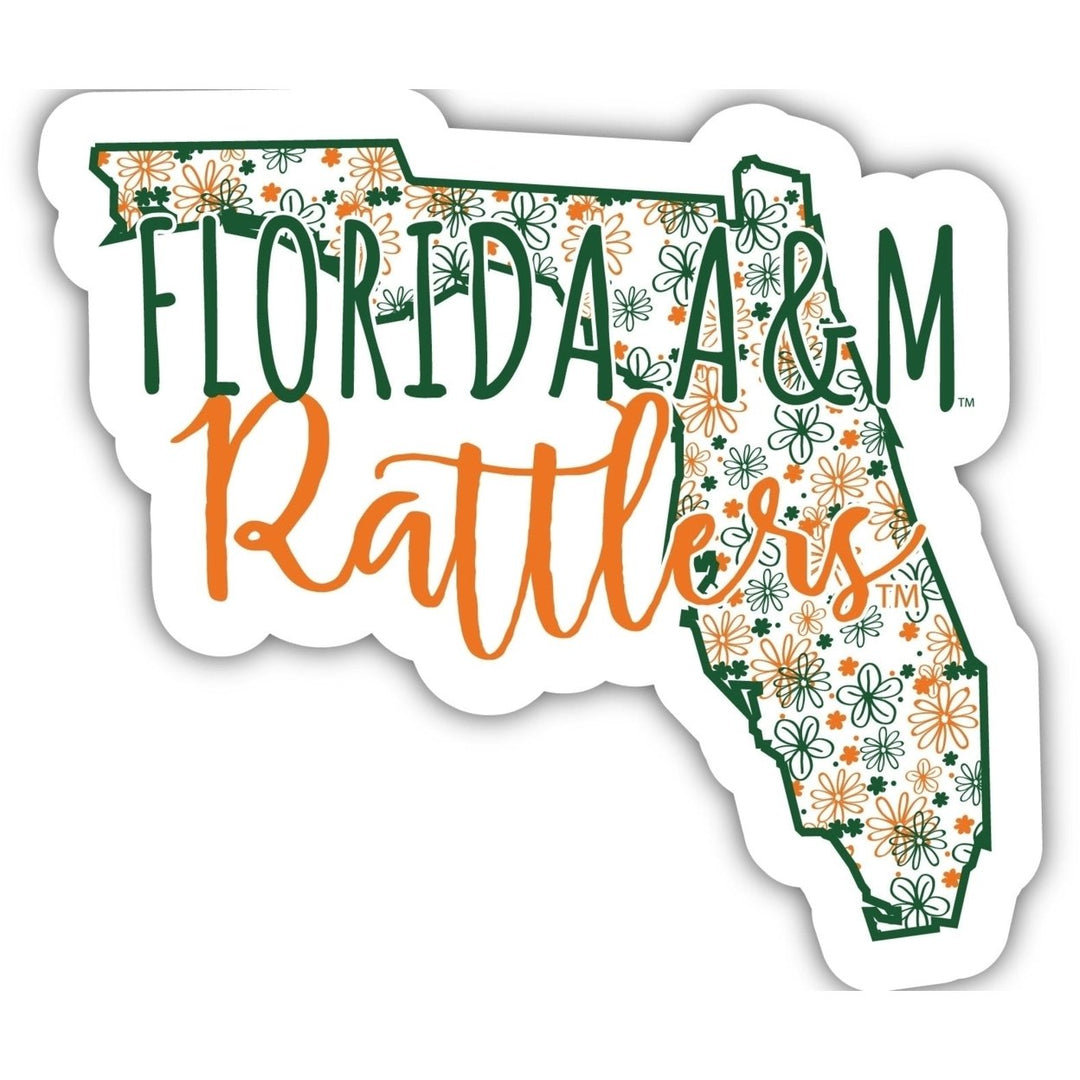 Florida AandM Rattlers 2-Inch on one of its sides Floral Design NCAA Floral Love Vinyl Sticker - Blossoming School Image 1