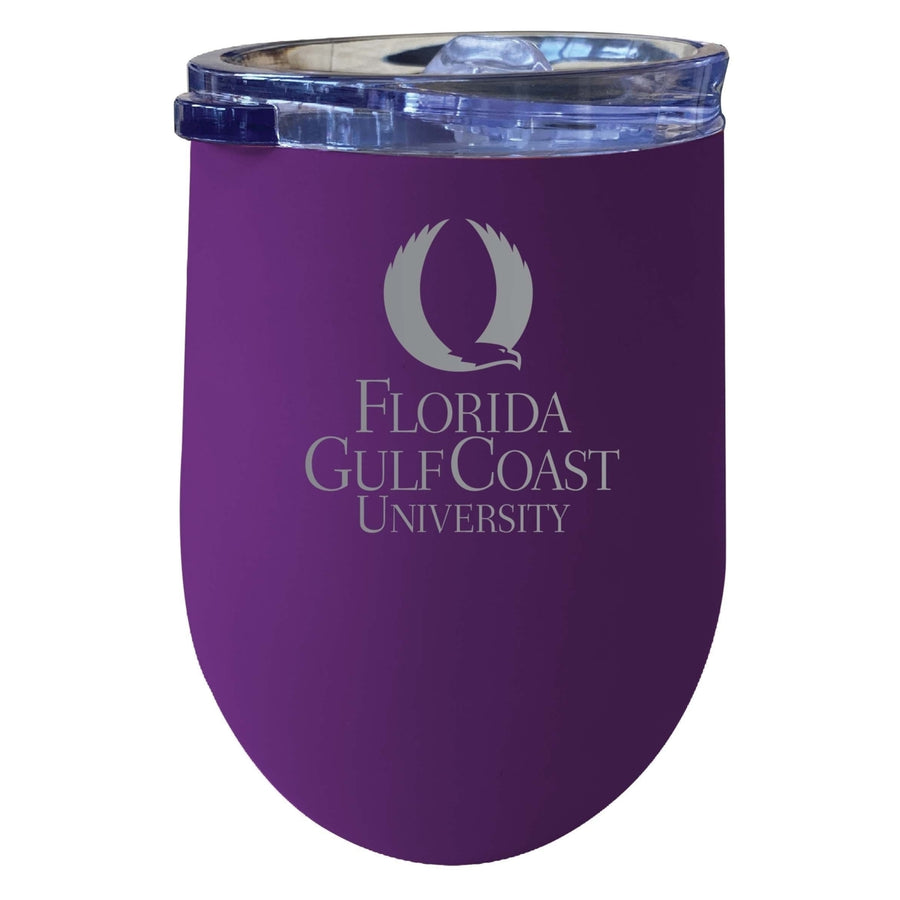 Florida Gulf Coast Eagles 12 oz Etched Insulated Wine Stainless Steel Tumbler Purple Image 1