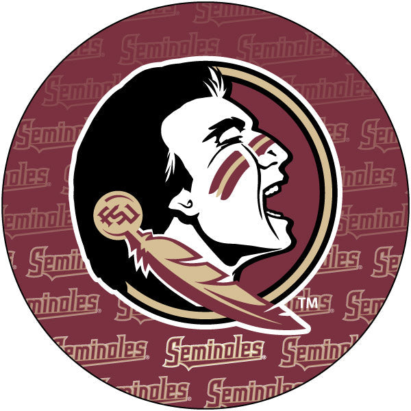 Florida State Seminoles Round Word Design 4-Inch Round Shape NCAA High-Definition Magnet - Versatile Metallic Surface Image 1